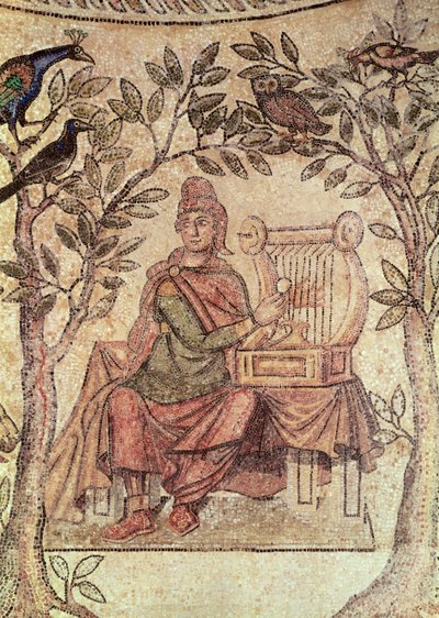 Detail von Orpheus, der die Tiere bezaubert, von der Stätte Blanzy (Detail) von Roman